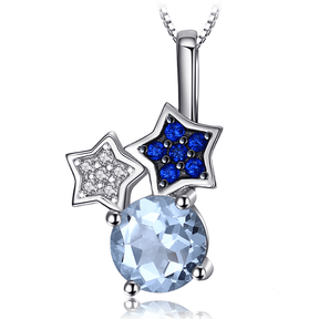 Colar Prata 925 - Blue Star Pierre Lumière