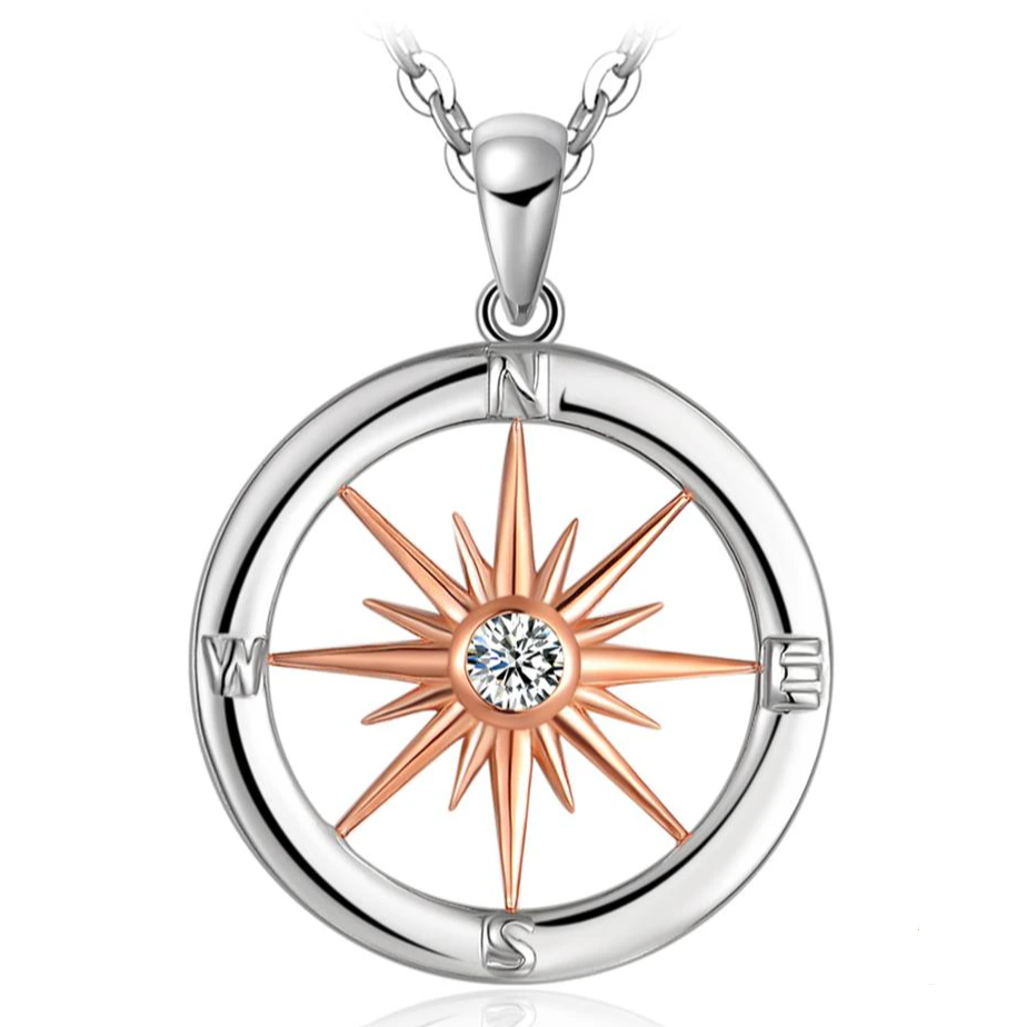 Colar Prata 925 - Compass Pierre Lumière