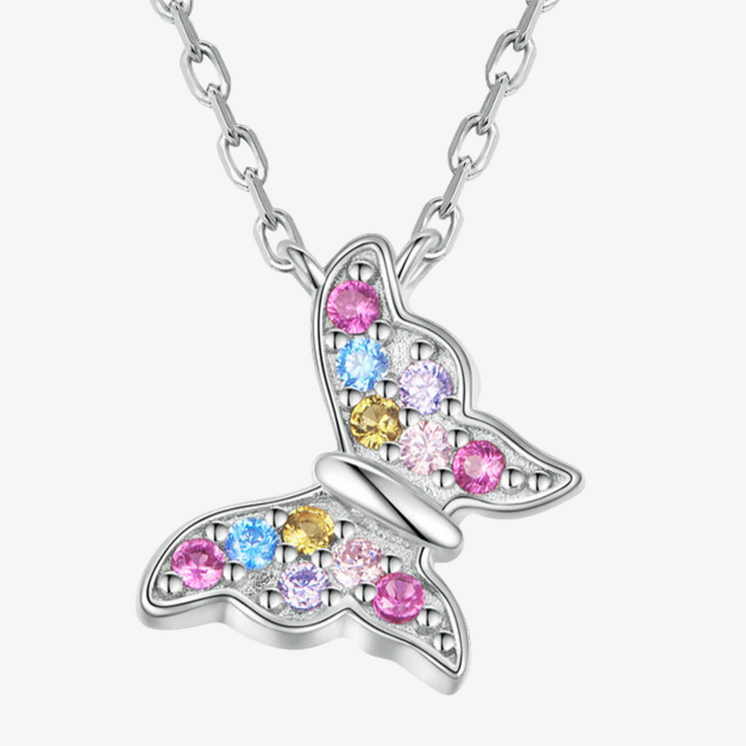 Colar Prata 925 - Colorful Butterfly